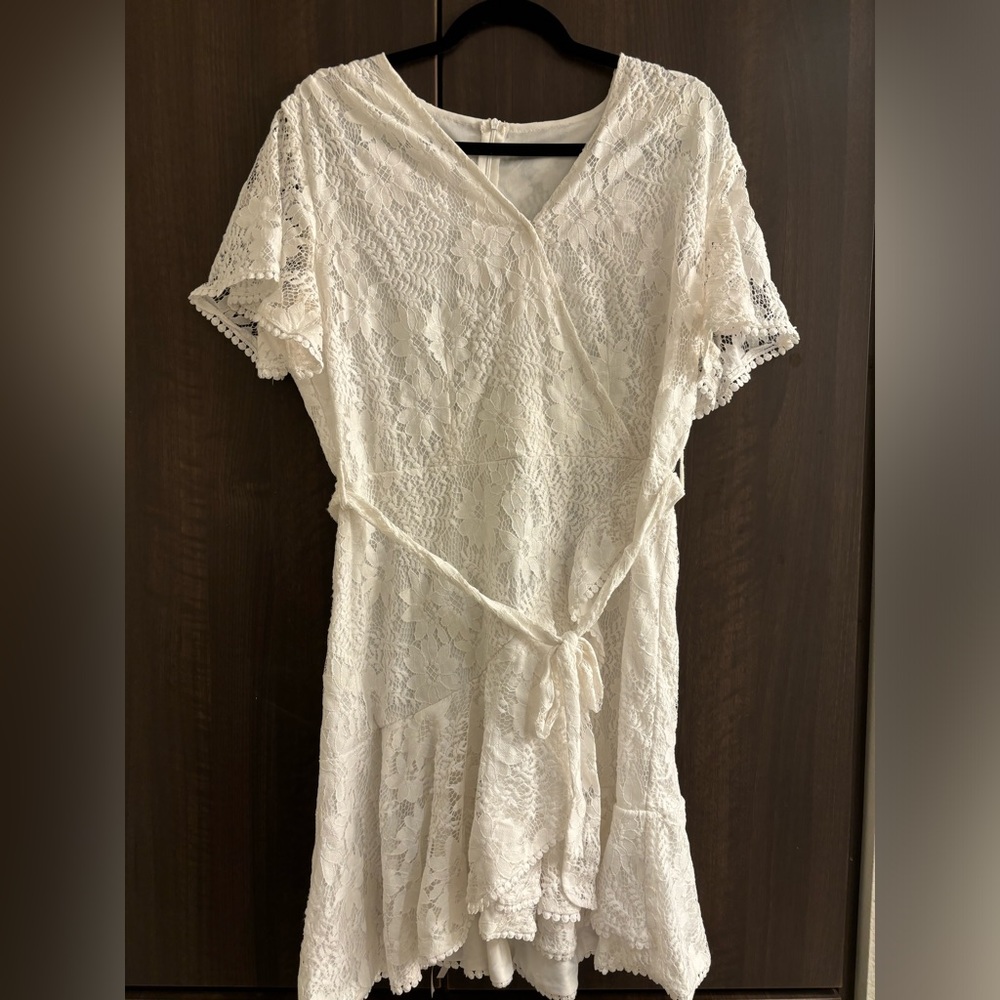 Floral lace white dress